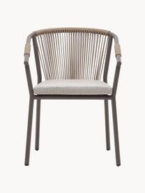 Ogrodowe krzesło z plecionki Jay, Tapicerka: 100% poliester, Stelaż: metal malowany proszkowo, Jasnobeżowa tkanina, taupe, S 63 x G 59 cm