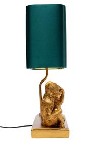 Tischlampe Animal Three Monkey, Lampenschirm: Textil, Goldfarben, Grün, B 34 x H 45 cm