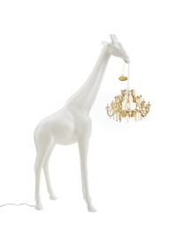 Kleine design vloerlamp Giraffe in Love, Lampenkap: kunststof, Lamp: kunststof, Wit, goudkleurig, 60 x 100 cm