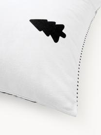 Taie d'oreiller réversible en flanelle motif sapin Noan, Noir, blanc, larg. 50 x long. 70 cm