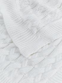 Coperta fatta a maglia bianca Caleb, 100% cotone pettinato, Bianco, Larg. 130 x Lung. 170 cm