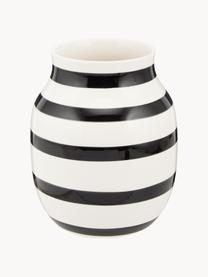 Vase déco céramique fait main Omaggio, Céramique, Blanc, noir, Ø 17 x haut. 20 cm