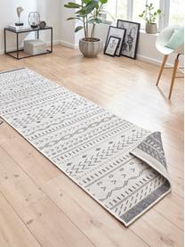 Tapis de couloir réversible intérieur-extérieur Kuba, Gris, couleur crème, imprimé, larg. 80 x long. 350 cm