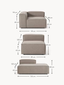 Modulaire XL chaise longue Lennon, Bekleding: 100% polyester De slijtva, Frame: massief grenenhout, multi, Poten: kunststof Dit product is , Geweven stof taupe, B 357 x D 119 cm, armleuning links