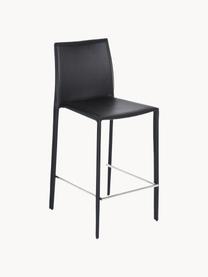 Lederen barstoelen Boréalys, 2 stuks, Zitvlak: gerecycled leer (70% leer, Frame: gepoedercoat metaal, Leer zwart, B 44 x H 98 cm