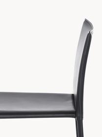 Krzesło kontuarowe ze skóry Boréalys, 2 szt., Stelaż: metal malowany proszkowo, Czarna skóra, S 44 x W 98 cm