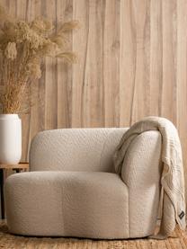 Grand fauteuil en tissu bouclé Sibylla, Tissu bouclé beige clair, larg. 112 x prof. 80 cm