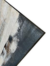 Handbeschilderde canvas Wide Open, Donkerblauw, greige, gebroken wit, B 150 x H 120 cm