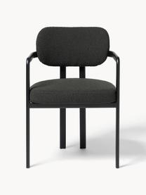 Bouclé fauteuil Adrien, Bekleding: bouclé (100% polyester) M, Poten: gecoat metaal, Bouclé zwart, zwart, B 56 x D 56 cm