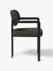 Sillón en tejido bouclé Adrien, Tapizado: tejido bouclé (100% polié, Patas: metal recubierto, Bouclé negro, negro, An 56 x F 56 cm