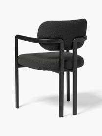 Bouclé fauteuil Adrien, Bekleding: bouclé (100% polyester) M, Poten: gecoat metaal, Bouclé zwart, zwart, B 56 x D 56 cm