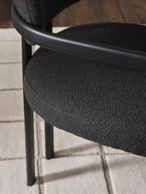 Bouclé fauteuil Adrien, Bekleding: bouclé (100% polyester) M, Poten: gecoat metaal, Bouclé zwart, zwart, B 56 x D 56 cm