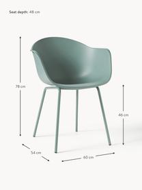 Chaise scandinave plastique Claire, Vert sauge, larg. 60 x prof. 54 cm