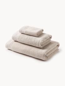 Sada ručníků z organické bavlny Premium, různé velikosti, 100 % bio bavlna, s certifikátem GOTS (certifikováno GCL International, GCL-300517)
Vysoká gramáž, 600 g/m², Světle béžová, 3dílná sada (ručník pro hosty, ručník a osuška)