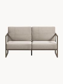 Sofa ogrodowa Comova (2-osobowa), Tapicerka: 100% poliester, Stelaż: metal malowany proszkowo, Jasnobeżowa tkanina, oliwkowy zielony, S 152 x G 85 cm