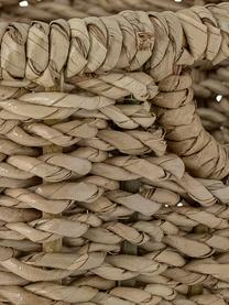 Ręcznie wykonany kosz do przechowywania z włókna naturalnego Tennie, Liść palmy, drewno bambusowe, rattan, Jasny brązowy, S 26 x W 28 cm