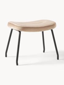 Tabouret en velours avec pieds en métal Wing, Velours beige, noir, larg. 50 x haut. 41 cm