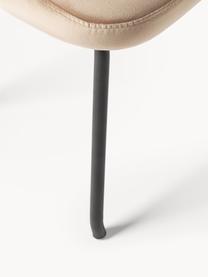 Tabouret en velours avec pieds en métal Wing, Velours beige, noir, larg. 50 x haut. 41 cm