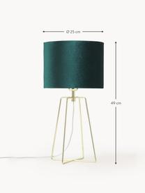 Sametová stolní lampa Karolina, Tmavě zelená, mosazná, Ø 25 cm, V 49 cm