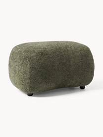 Pouf in teddy-bouclé Alba, Rivestimento: 100% poliestere (teddy bo, Teddy-bouclé verde scuro, Larg. 70 x Alt. 42 cm, curvatura a sinistra