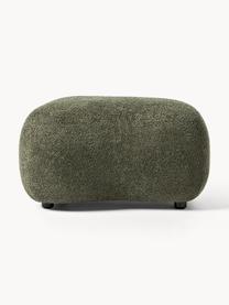 Pouf in teddy-bouclé Alba, Rivestimento: 100% poliestere (teddy bo, Teddy-bouclé verde scuro, Larg. 70 x Alt. 42 cm, curvatura a sinistra