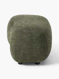 Pouf in teddy-bouclé Alba, Rivestimento: 100% poliestere (teddy bo, Teddy-bouclé verde scuro, Larg. 70 x Alt. 42 cm, curvatura a sinistra