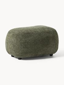 Pouf in teddy-bouclé Alba, Rivestimento: 100% poliestere (teddy bo, Teddy-bouclé verde scuro, Larg. 70 x Alt. 42 cm, curvatura a sinistra