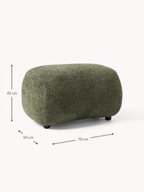 Pouf en peluche-bouclette Alba, Peluche-bouclette vert foncé, larg. 70 x haut. 42 cm, courbé à gauche