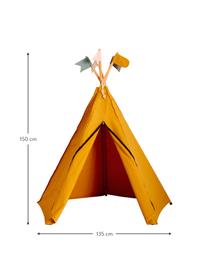 Dětské teepee z organické bavlny Hippie, 100% organická bavlna, Hořčicová, Š 135 cm, V 135 cm