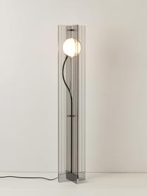 Kleine Stehlampe Mills, Lampenschirm: Glas, Hellgrau, Silberfarben, H 135 cm