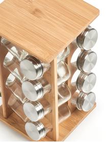 Set portaspezie rotante in bambù con contenitori Dahle 17 pz, Marrone chiaro, argento, Larg. 18 x Alt. 30 cm, 75 ml ciascuno
