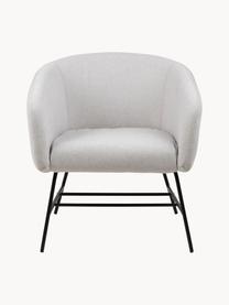 Cocktailfauteuil Ramsey, Bekleding: polyester Met 25.000 schu, Poten: gepoedercoat metaalkleuri, Geweven stof lichtgrijs, B 72 x D 67 cm