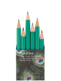 Bleistift-Set Peacock, 6-tlg., Holz, Schwarz, Mehrfarbig, Grün, 18 x 5 cm