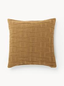 Housse de coussin 50x50 en tricot Gwen, 100% coton, Ocre, larg. 50 x long. 50 cm