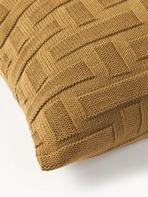 Housse de coussin 50x50 en tricot Gwen, 100% coton, Ocre, larg. 50 x long. 50 cm