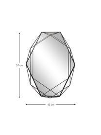 Nástenné zrkadlo s čiernym kovovým rámom Prisma, Čierna, Š 43 x V 57 cm