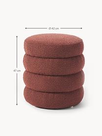 Pouf en tissu bouclé Alto, Bouclé lie de vin, Ø 42 x haut. 47 cm