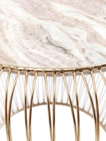 Tavolino con piano in marmo Beam, Struttura: metallo ottonato, Piano d'appoggio: marmo, Grigio, Ø 43 x Alt. 35 cm