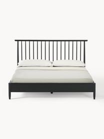 Houten bed Windsor met hoofdeinde van grenenhout, Massief grenenhout, FSC-gecertificeerd, Grenenhout, zwart, B 180 x L 200 cm