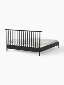 Houten bed Windsor met hoofdeinde van grenenhout, Massief grenenhout, FSC-gecertificeerd, Grenenhout, zwart, B 180 x L 200 cm