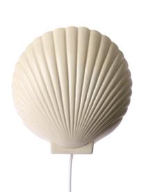 Wandlamp Shell van keramiek met stekker, Lampenkap: keramiek, Pastel geel, 19 x 21 cm