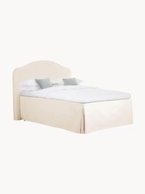 Premium boxspringbed Dahlia, Poten: massief gelakt berkenhout, Geweven stof crèmewit, B 140 x L 200 cm, hardheidsgraad H2