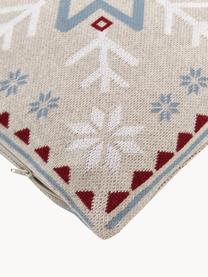 Strick-Kissenhülle Snowflake, 100 % Baumwolle, Mehrfarbig, B 40 x L 40 cm