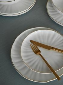 Mělké talíře s reliéfem Sali, 2 ks, Glazovaný porcelán, Bílá se zlatým okrajem, Ø 26 cm