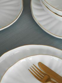 Dinerbord Sali met reliëf, 2 stuks, Porselein, geglazuurd, Wit met goudkleurige rand, Ø 26 cm