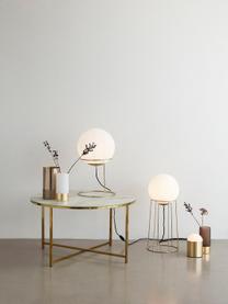 Kleine tafellamp Sculpture, Lampenkap: glas, Lampvoet: gecoat metaal, Wit, goudkleurig, Ø 12 x H 19 cm