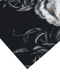 Drap plat en satin de coton Blossom, Noir, larg. 180 x long. 300 cm