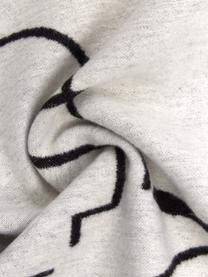 Coperta reversibile in cotone con disegno One Line Faces, 85% cotone, 15% poliacrilico, Bianco, nero, Larg. 140 x Lung. 200 cm