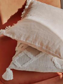 Poszewka na poduszkę z lnu z frędzlami Luana, 100% len, Brudny różowy, S 50 x D 50 cm