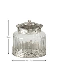 Glazen opbergpot Cosa in vintage stijl, Glas, metaal, Transparant, Ø 12 x H 13 cm